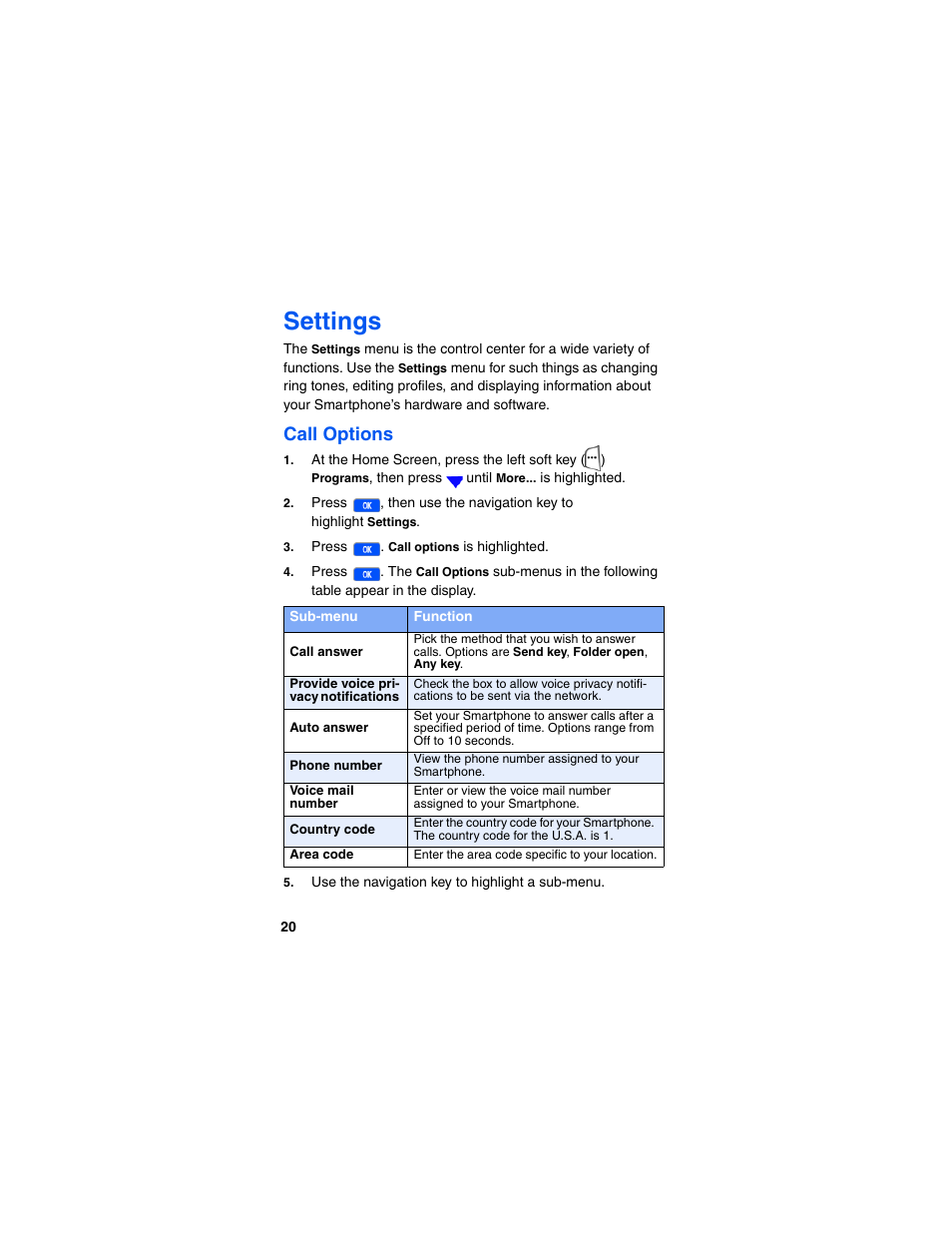 Settings, Call options | Samsung SCH-I600MSAXAR User Manual | Page 28 / 132