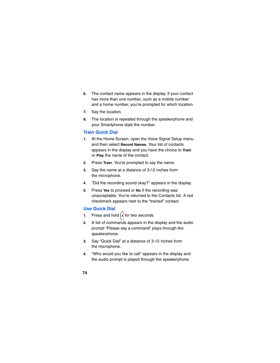 Train quick dial, Use quick dial | Samsung SCH-I600MSAXAR User Manual | Page 82 / 132
