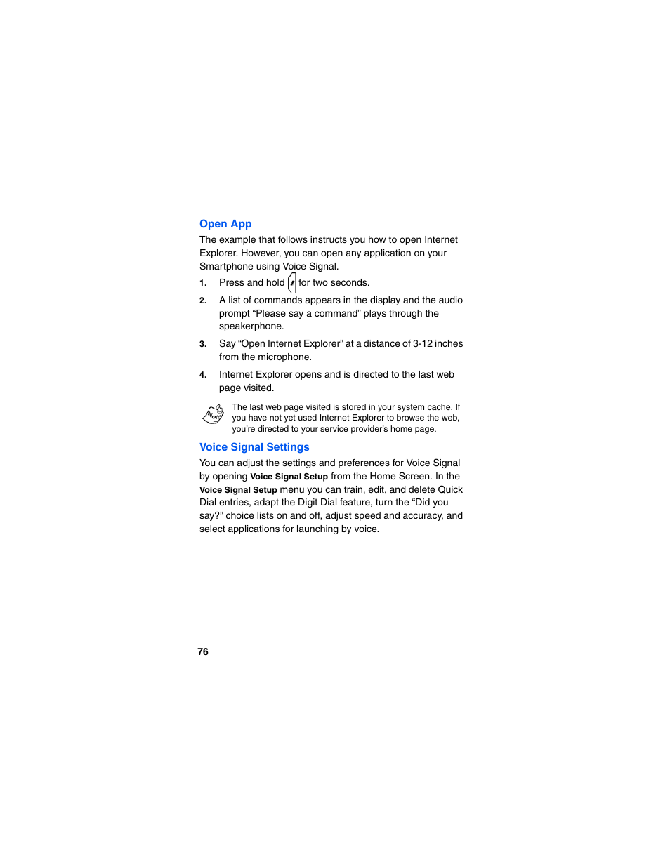 Open app, Voice signal settings | Samsung SCH-I600MSAXAR User Manual | Page 84 / 132
