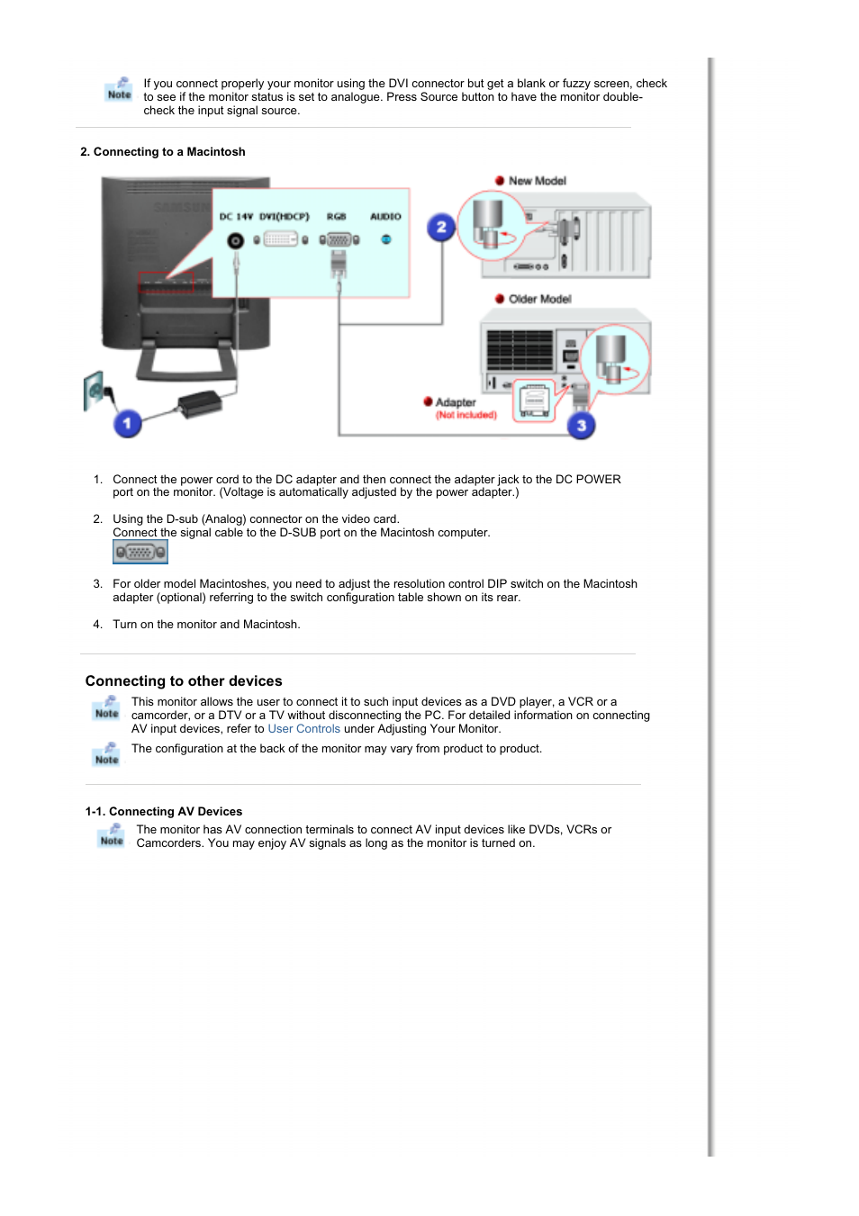 Connecting to other devices, Connecting av devices | Samsung RT19FSSS User Manual | Page 18 / 61