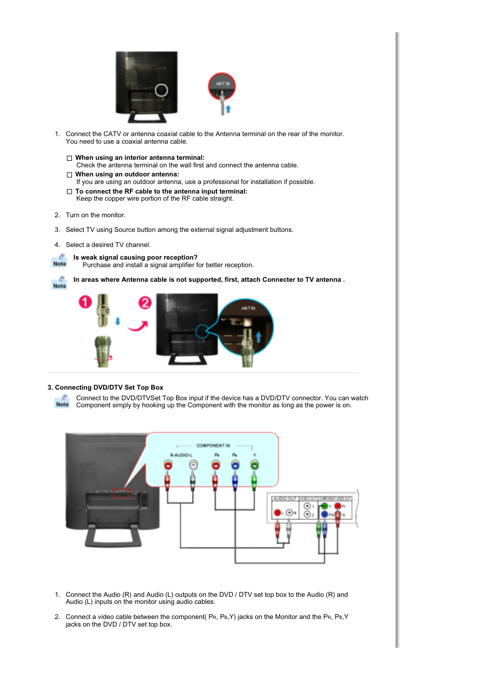 Connecting dvd/dtv set top box | Samsung RT19FSSS User Manual | Page 20 / 61