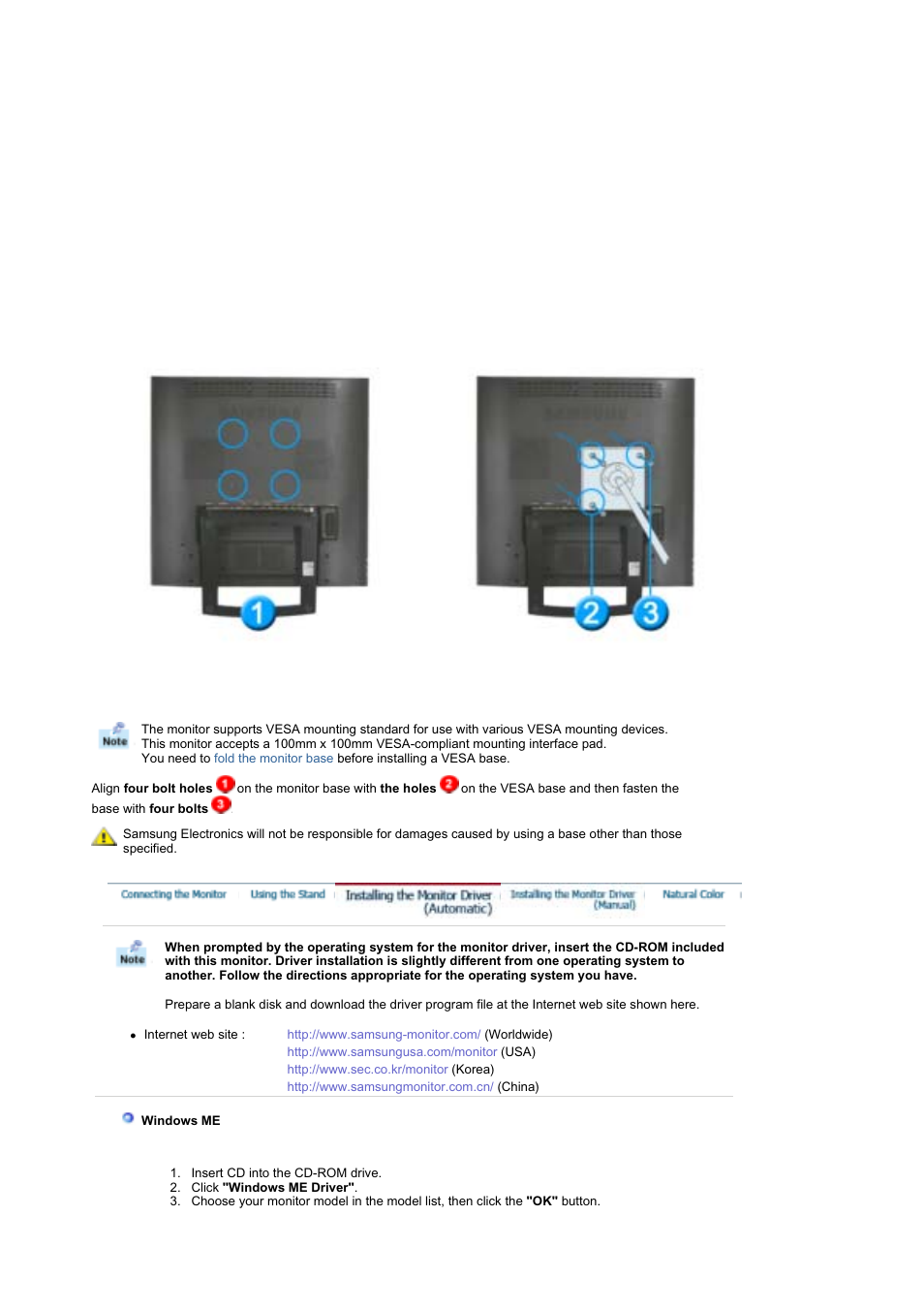 Installing the monitor driver | Samsung RT19FSSS User Manual | Page 23 / 61