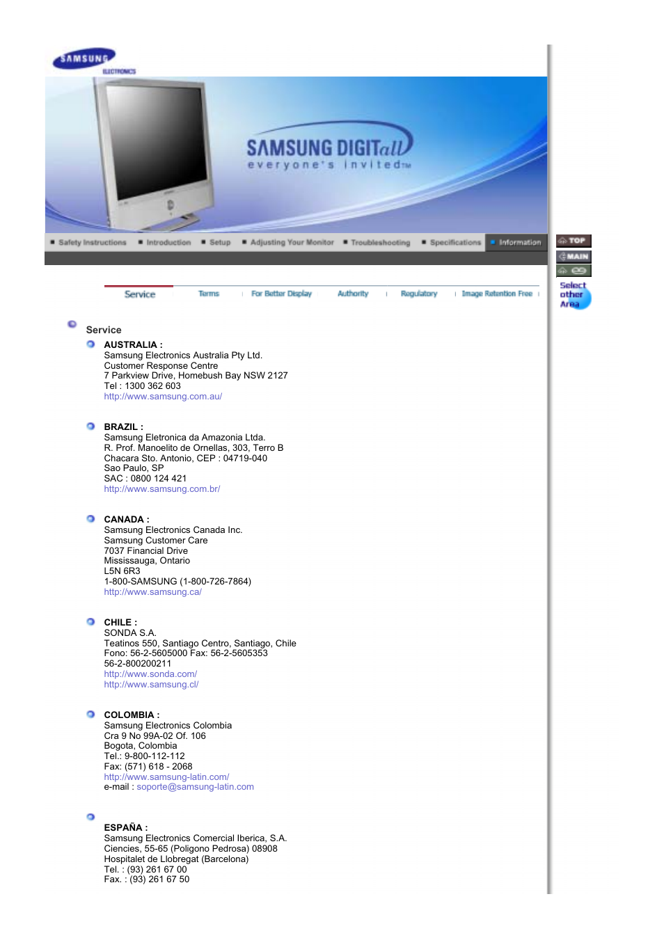 Information, Service | Samsung RT19FSSS User Manual | Page 48 / 61