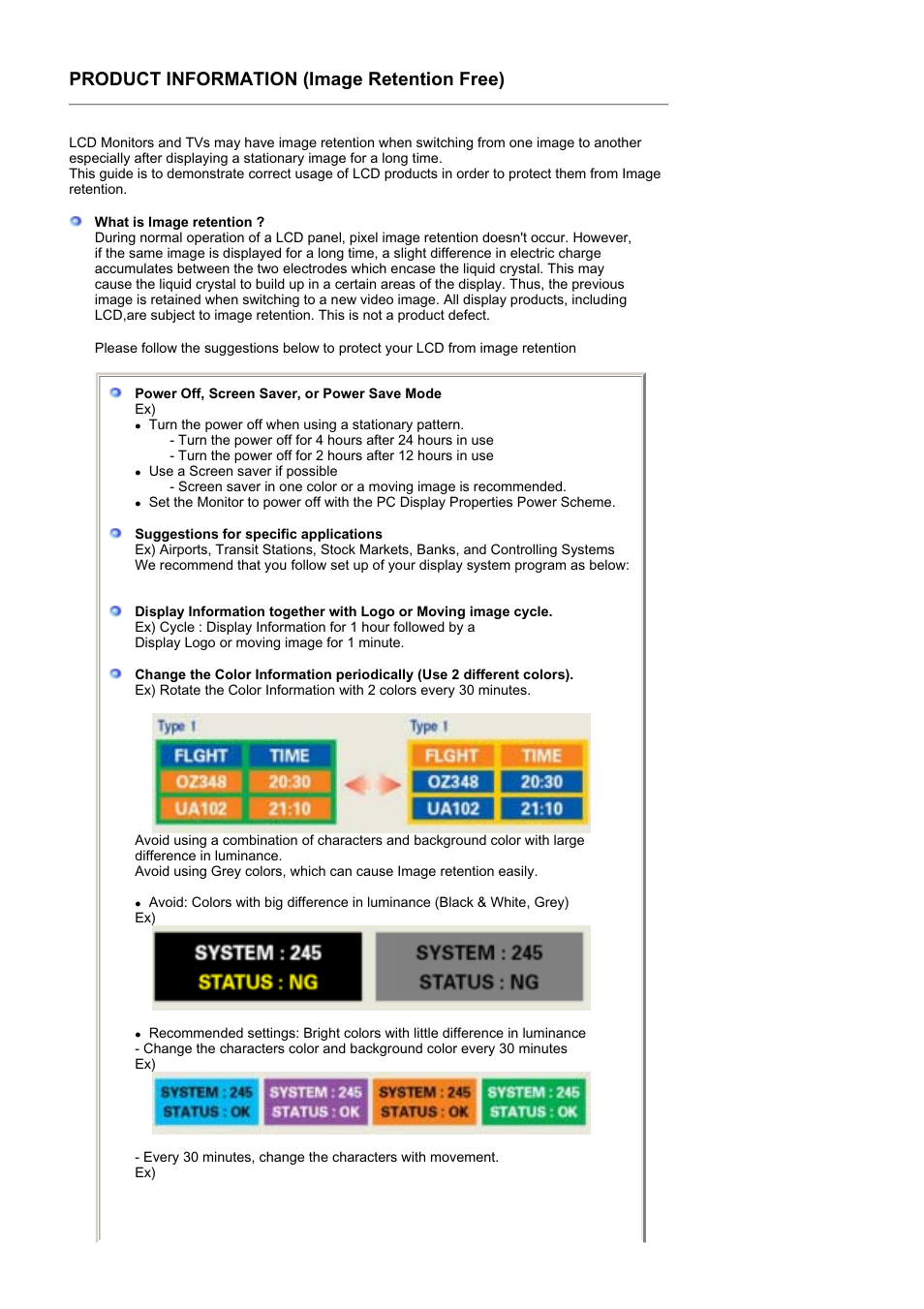 Image retention free, Product information (image retention free) | Samsung RT19FSSS User Manual | Page 60 / 61