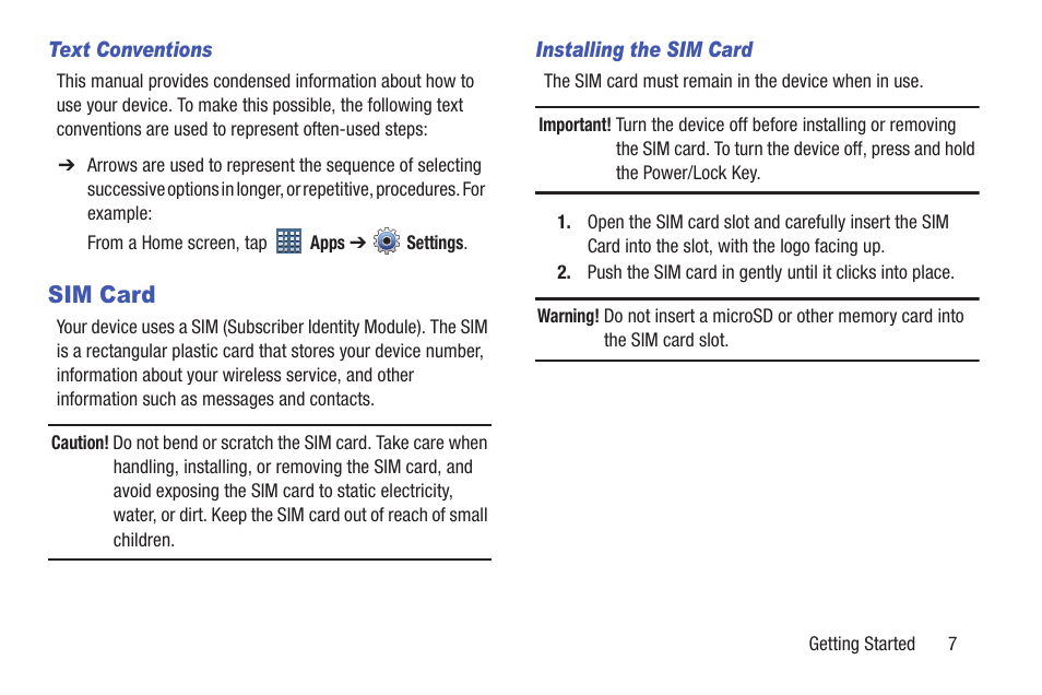 Sim card | Samsung SGH-T859UWBTMB User Manual | Page 11 / 301