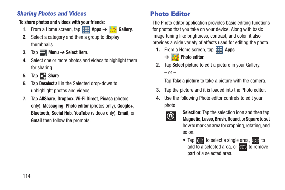 Photo editor | Samsung SGH-T859UWBTMB User Manual | Page 118 / 301