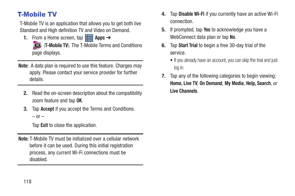 T-mobile tv | Samsung SGH-T859UWBTMB User Manual | Page 122 / 301