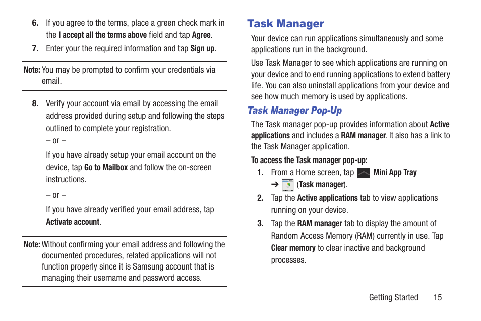 Task manager | Samsung SGH-T859UWBTMB User Manual | Page 19 / 301