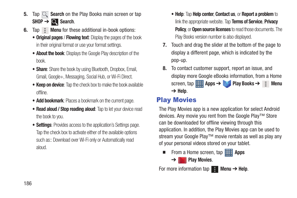 Play movies | Samsung SGH-T859UWBTMB User Manual | Page 190 / 301