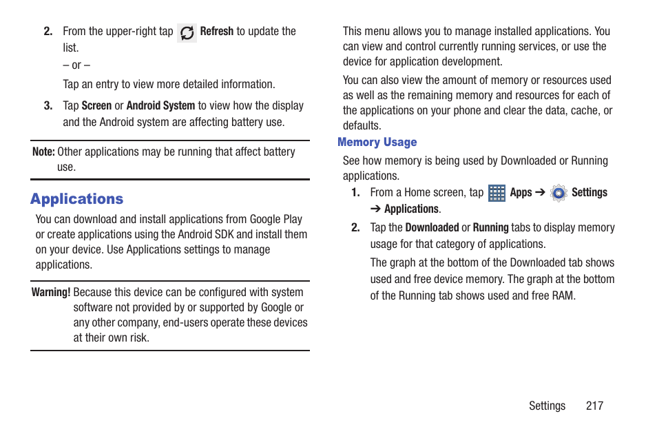 Applications | Samsung SGH-T859UWBTMB User Manual | Page 221 / 301