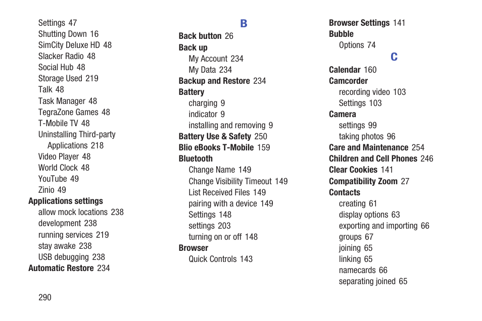 Samsung SGH-T859UWBTMB User Manual | Page 294 / 301