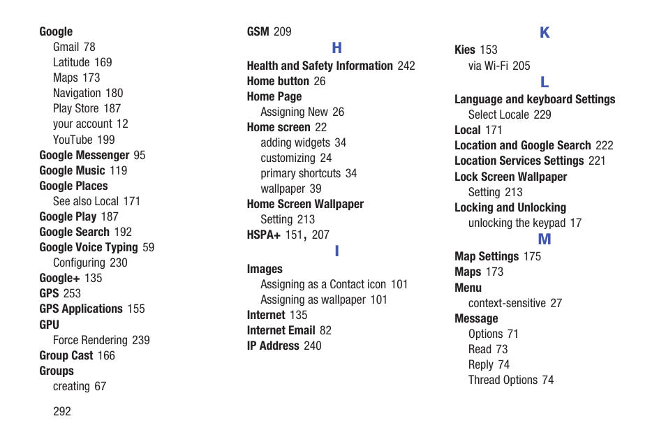 Samsung SGH-T859UWBTMB User Manual | Page 296 / 301