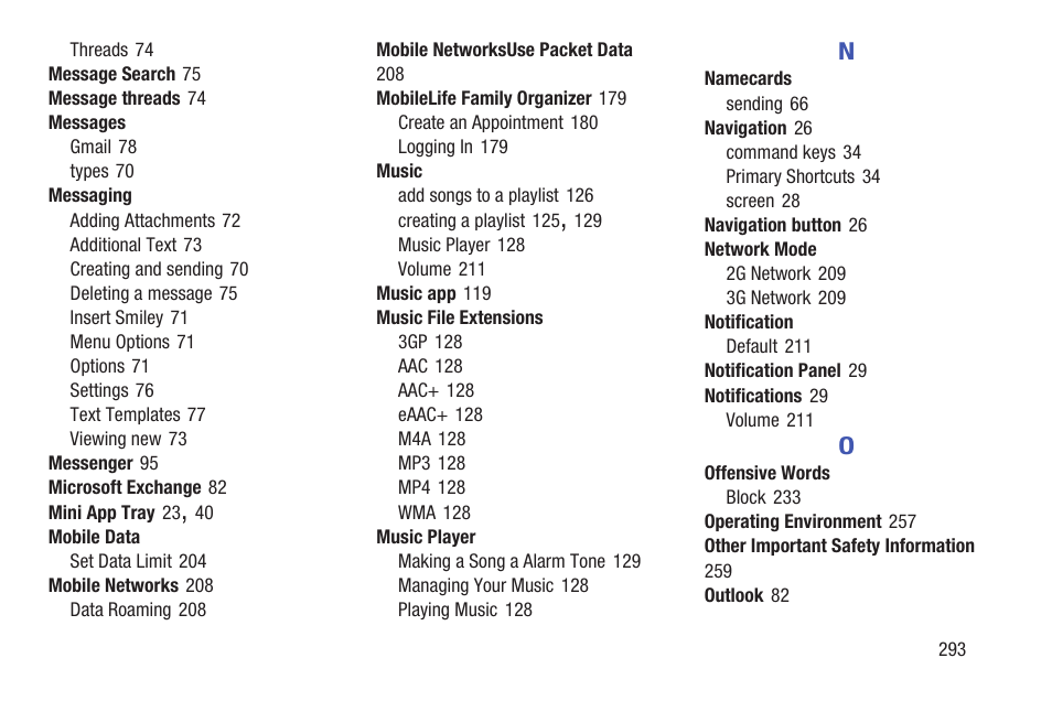 Samsung SGH-T859UWBTMB User Manual | Page 297 / 301