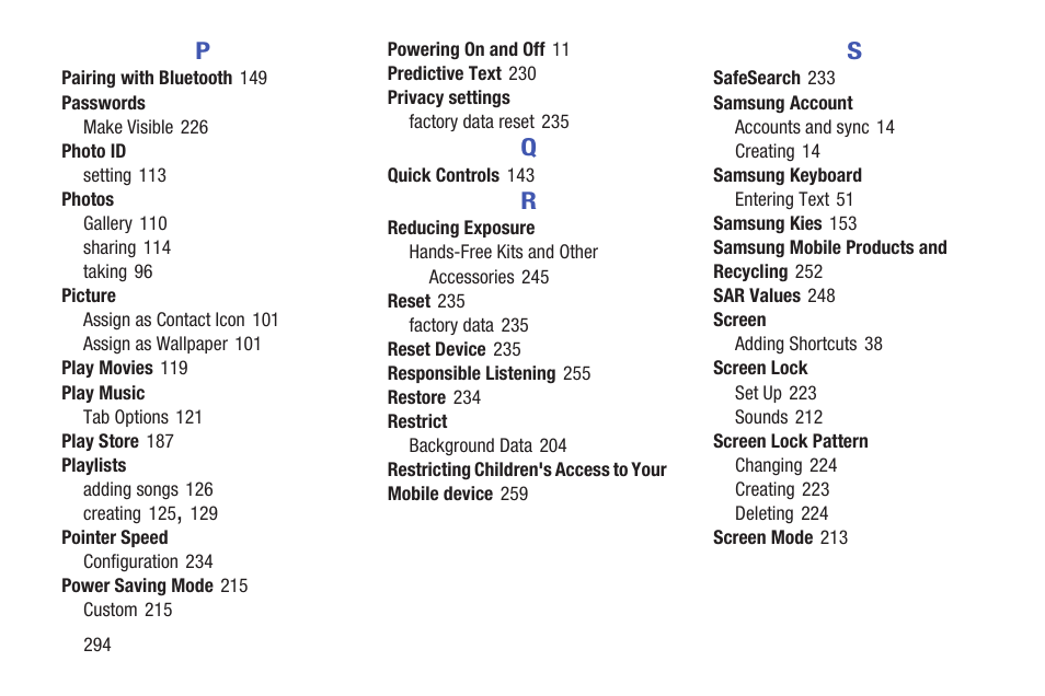 Samsung SGH-T859UWBTMB User Manual | Page 298 / 301