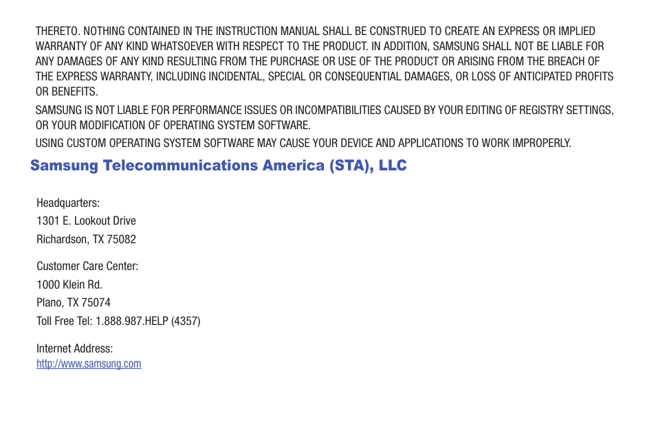 Samsung telecommunications america (sta), llc | Samsung SGH-T859UWBTMB User Manual | Page 3 / 301