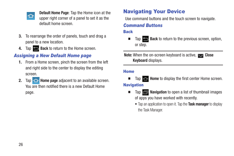 Navigating your device | Samsung SGH-T859UWBTMB User Manual | Page 30 / 301