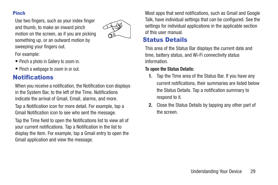 Notifications, Status details, Notifications status details | Samsung SGH-T859UWBTMB User Manual | Page 33 / 301