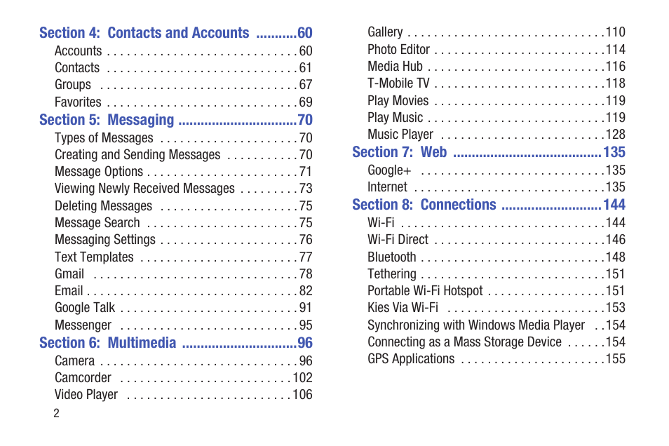 Samsung SGH-T859UWBTMB User Manual | Page 6 / 301