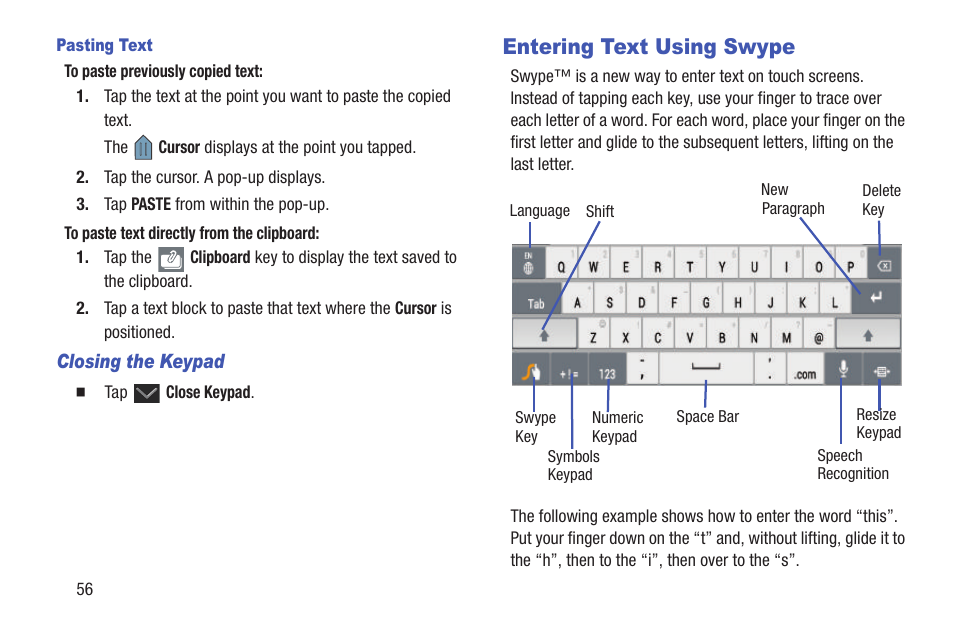 Entering text using swype | Samsung SGH-T859UWBTMB User Manual | Page 60 / 301