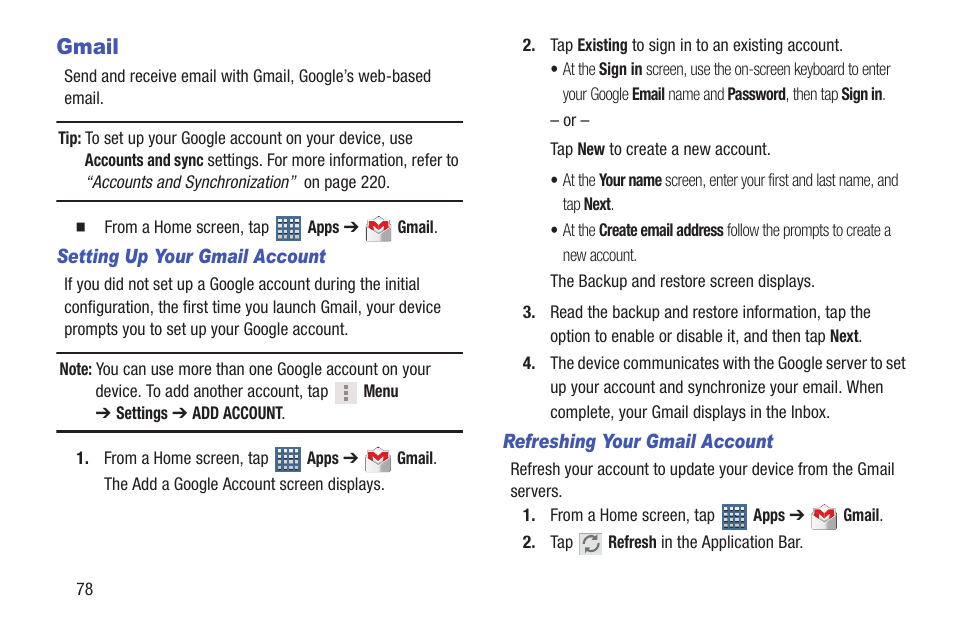 Gmail | Samsung SGH-T859UWBTMB User Manual | Page 82 / 301