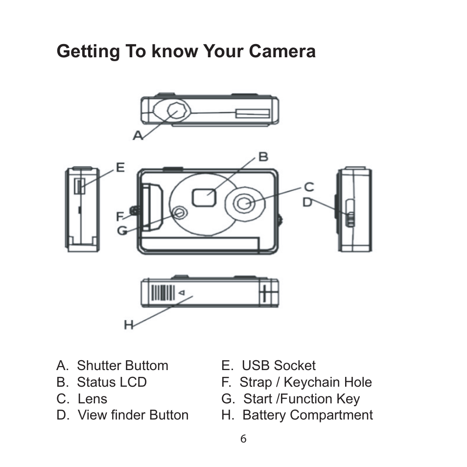 Getting to know your camera | Argus Camera Argus DCM-099 User Manual | Page 6 / 18