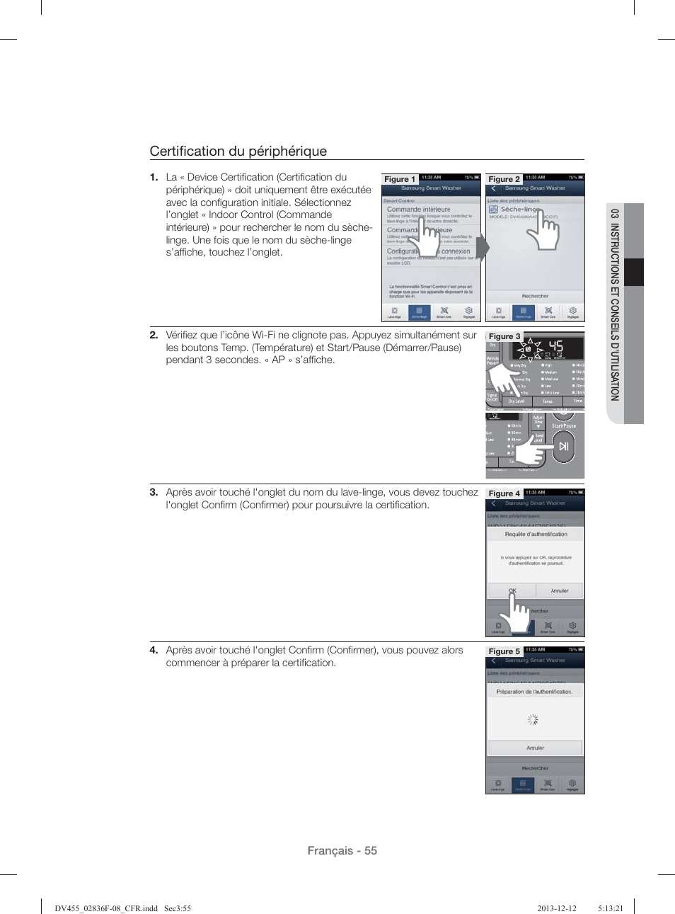 Certiﬁ cation du périphérique | Samsung DV455GVGSWR-AA User Manual | Page 147 / 276