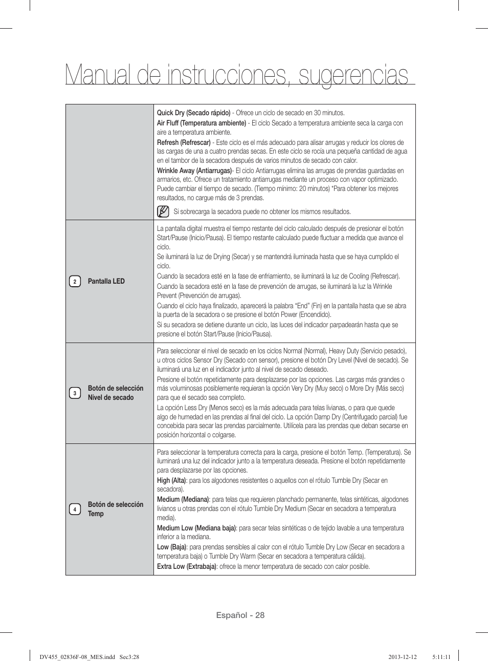 Manual de instrucciones, sugerencias | Samsung DV455GVGSWR-AA User Manual | Page 212 / 276