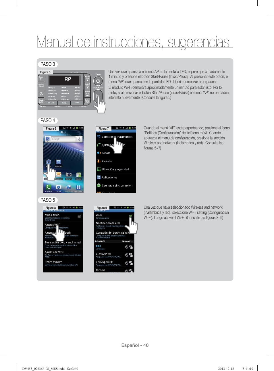 Manual de instrucciones, sugerencias | Samsung DV455GVGSWR-AA User Manual | Page 224 / 276