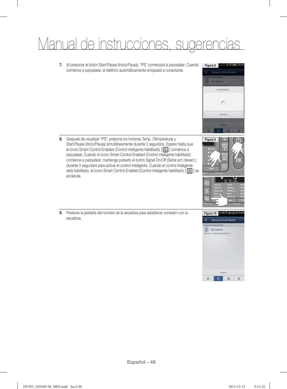 Manual de instrucciones, sugerencias | Samsung DV455GVGSWR-AA User Manual | Page 230 / 276