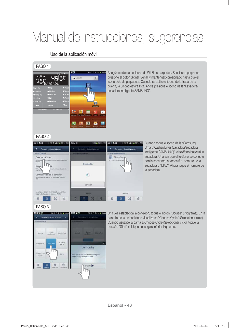 Manual de instrucciones, sugerencias | Samsung DV455GVGSWR-AA User Manual | Page 232 / 276