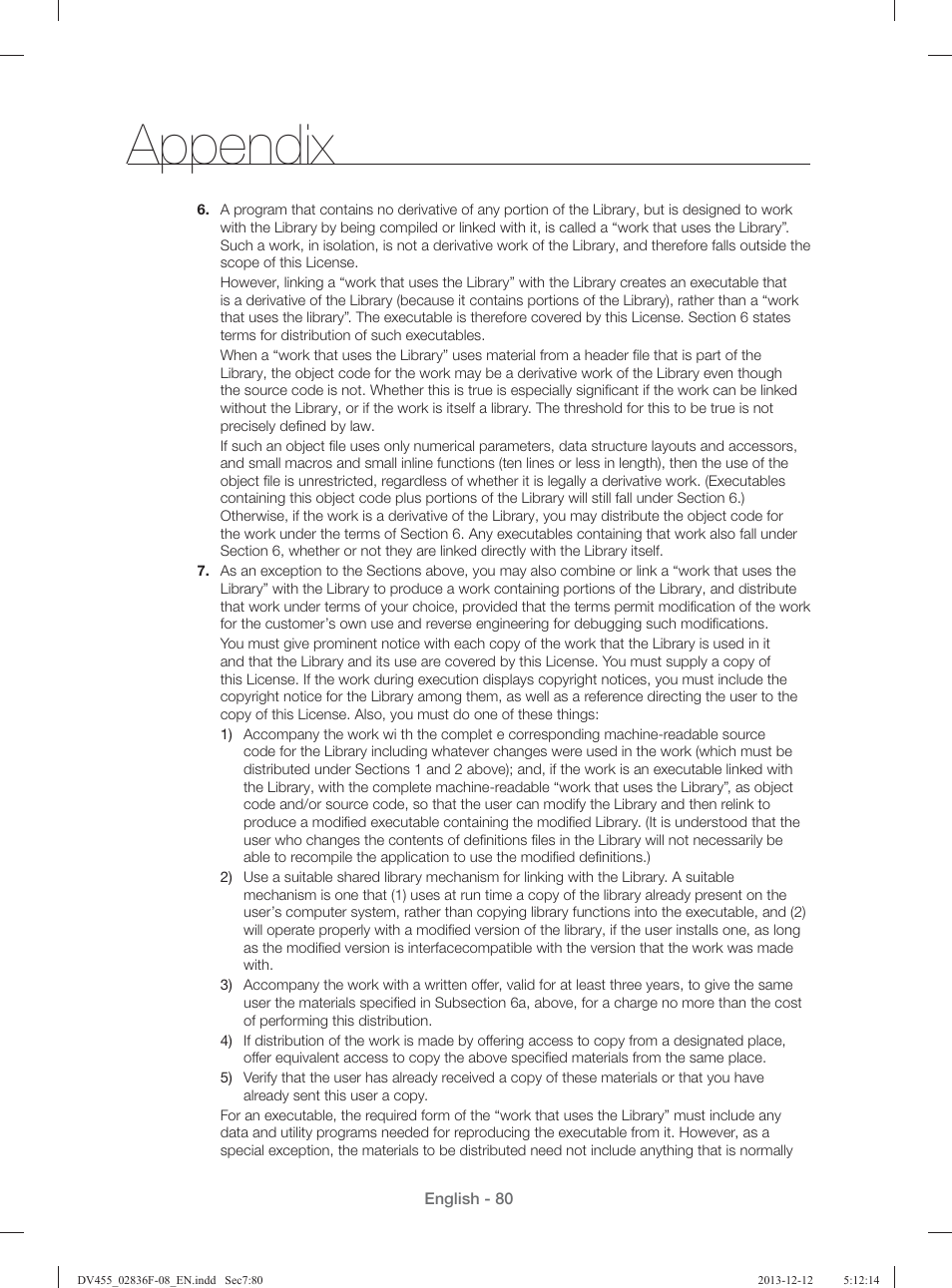 Appendix | Samsung DV455GVGSWR-AA User Manual | Page 80 / 276