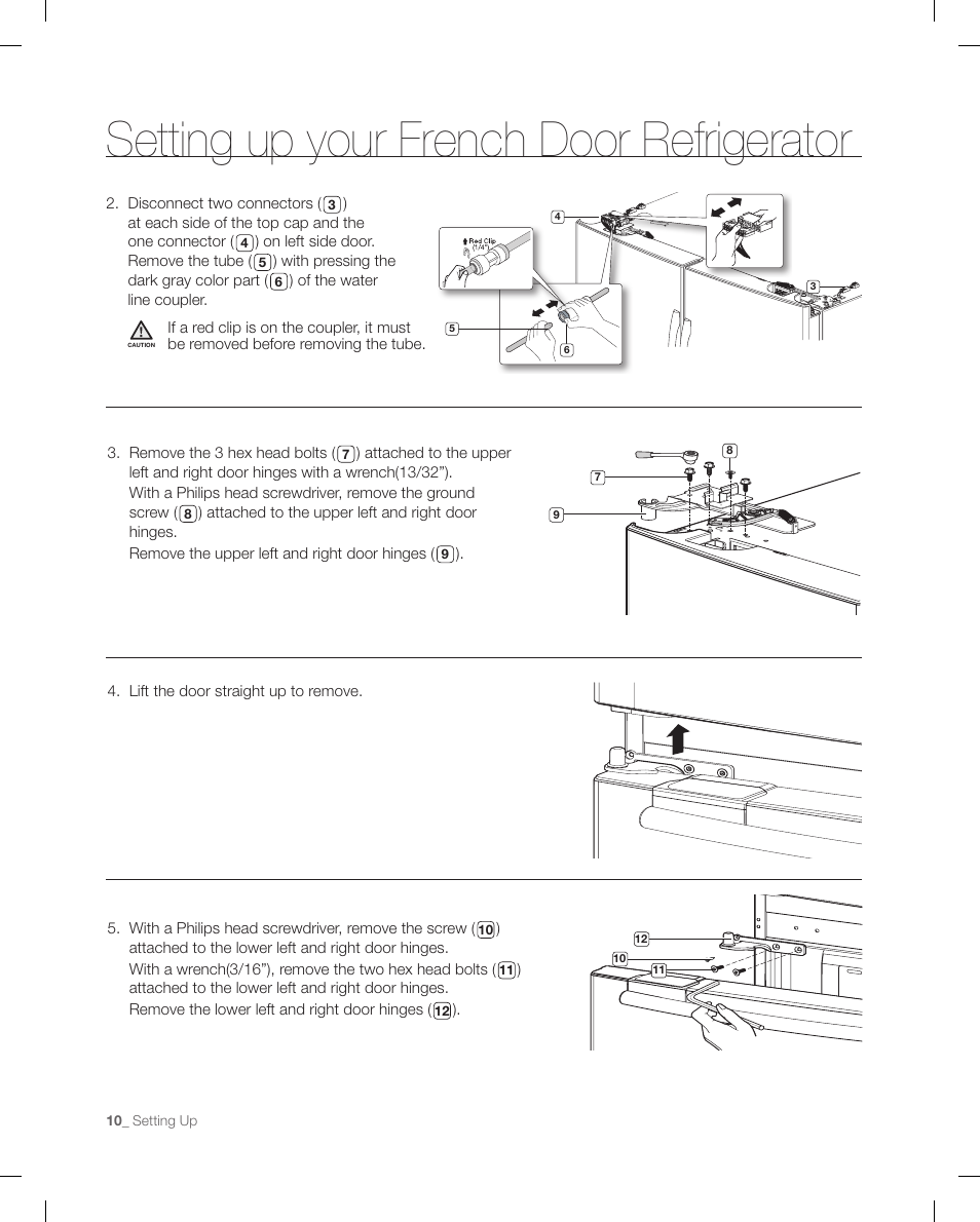 Setting up your french door refrigerator | Samsung RFG299AARS-XAA User Manual | Page 10 / 58