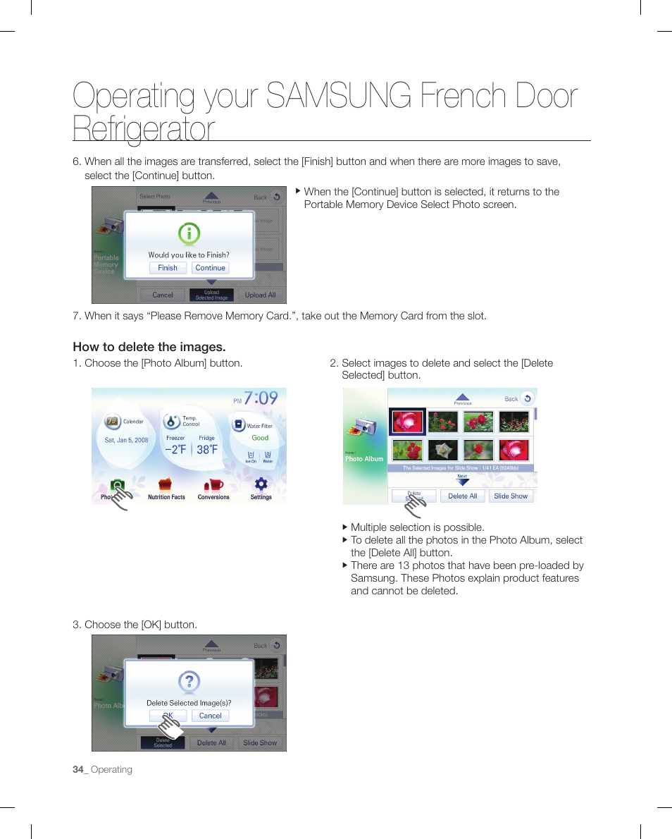 Operating your samsung french door refrigerator | Samsung RFG299AARS-XAA User Manual | Page 34 / 58
