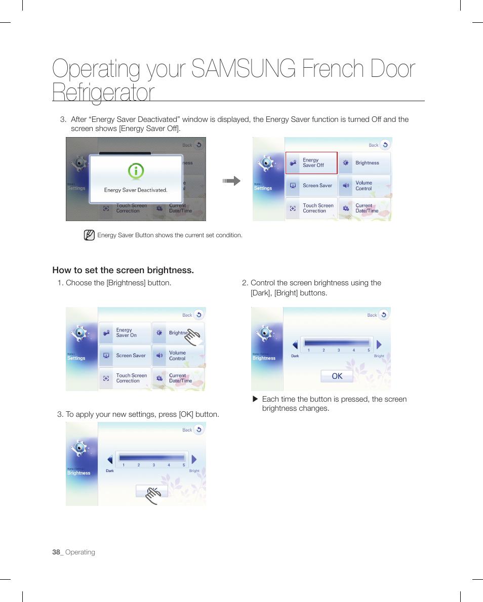 Operating your samsung french door refrigerator | Samsung RFG299AARS-XAA User Manual | Page 38 / 58