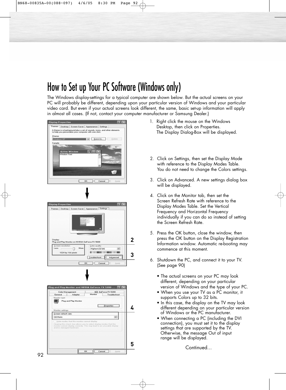 How to set up your pc software (windows only) | Samsung HPR4252X-XAC User Manual | Page 92 / 146