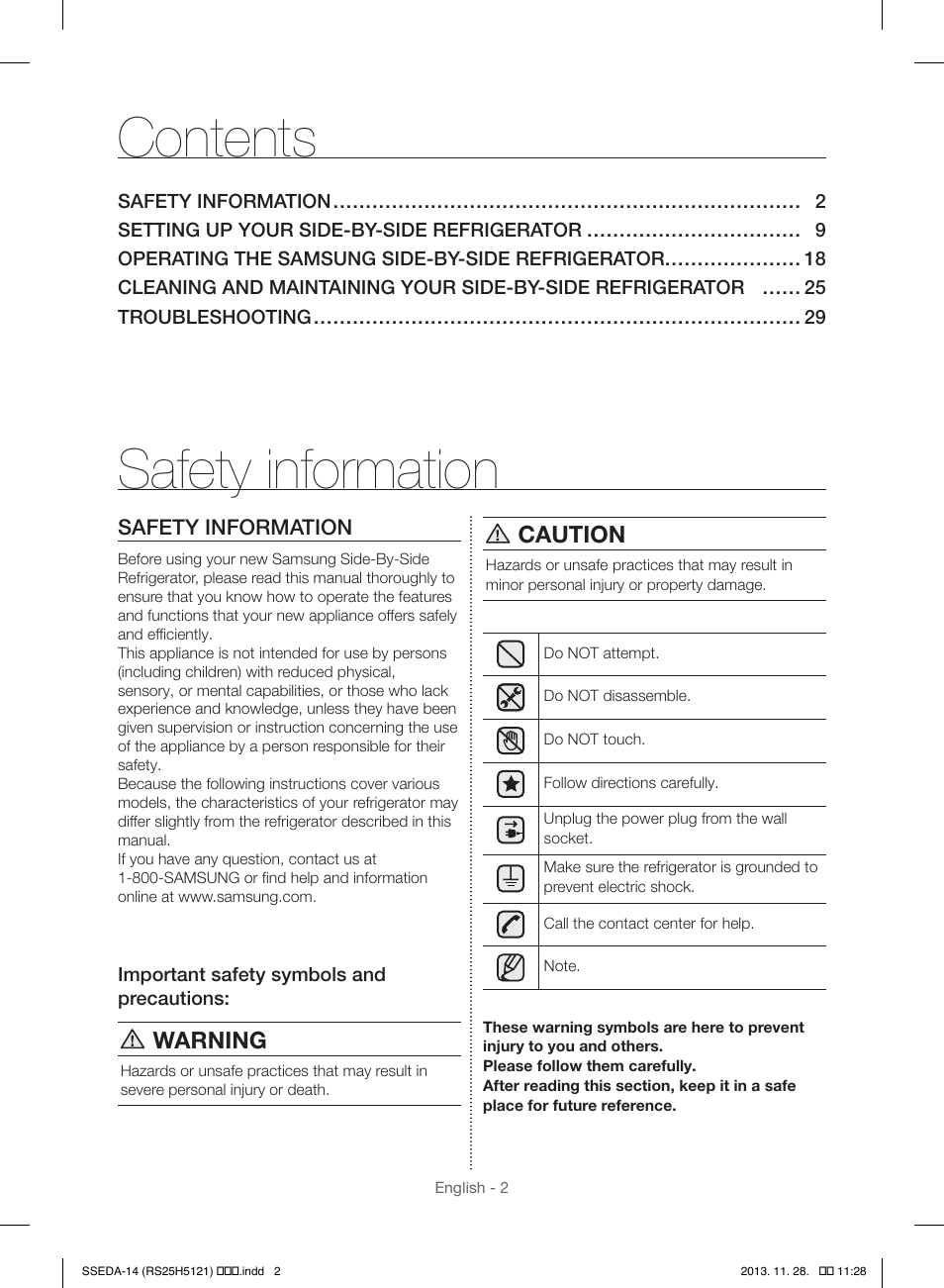 Samsung RS25H5000SR-AA User Manual | Page 2 / 32
