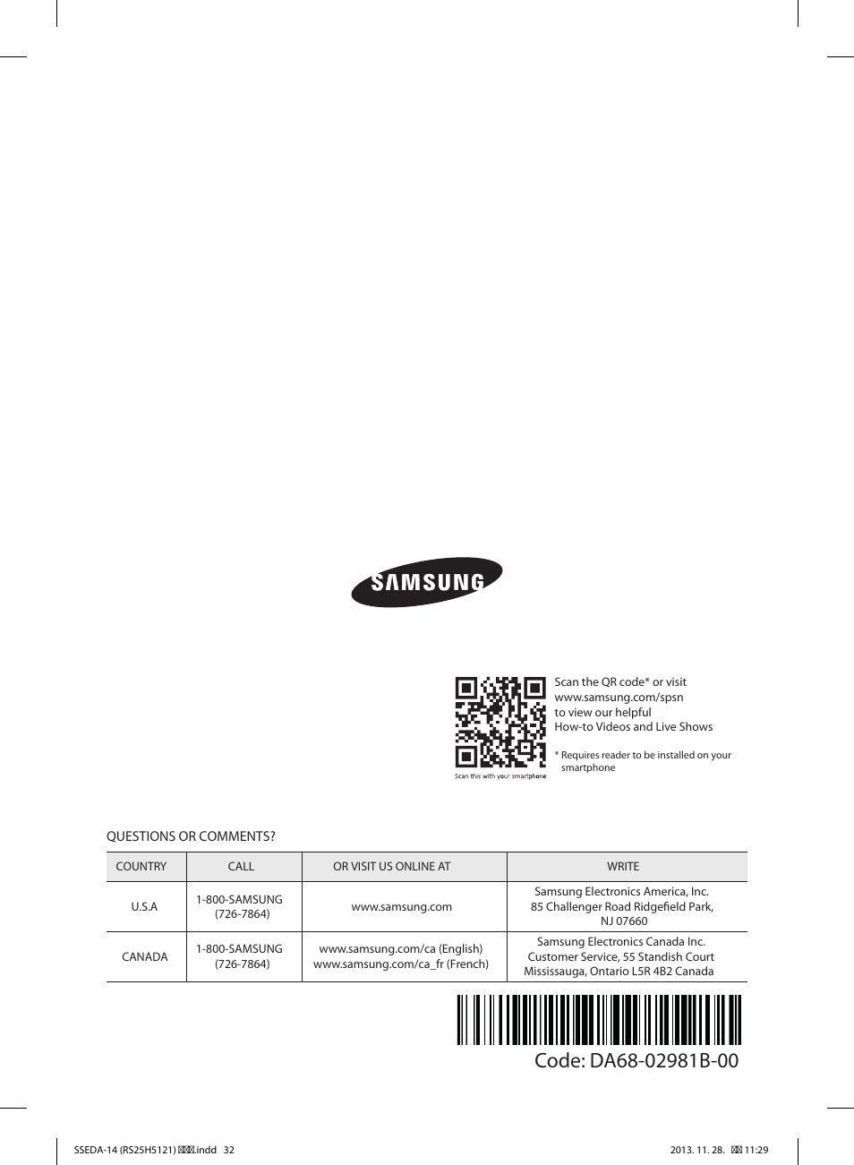 Samsung RS25H5000SR-AA User Manual | Page 32 / 32