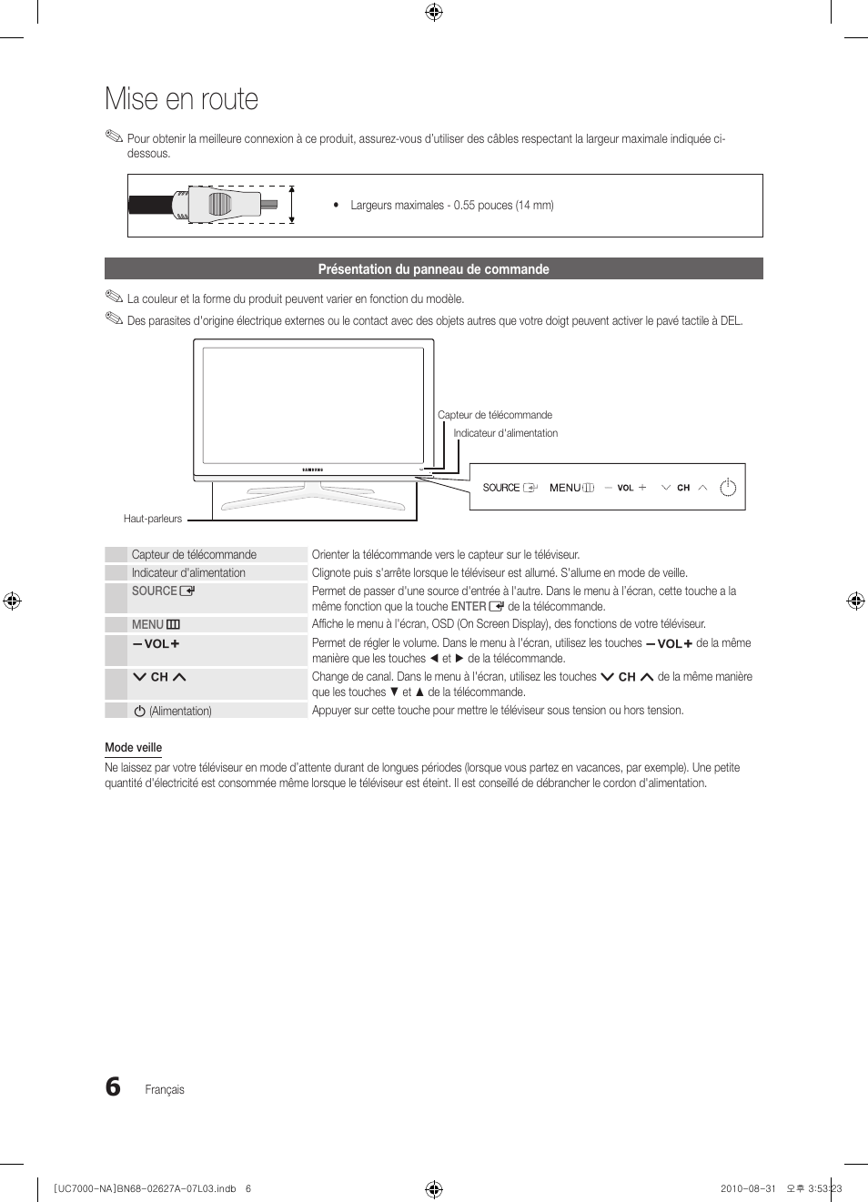 Mise en route | Samsung UN46C7000WFXZA User Manual | Page 138 / 200