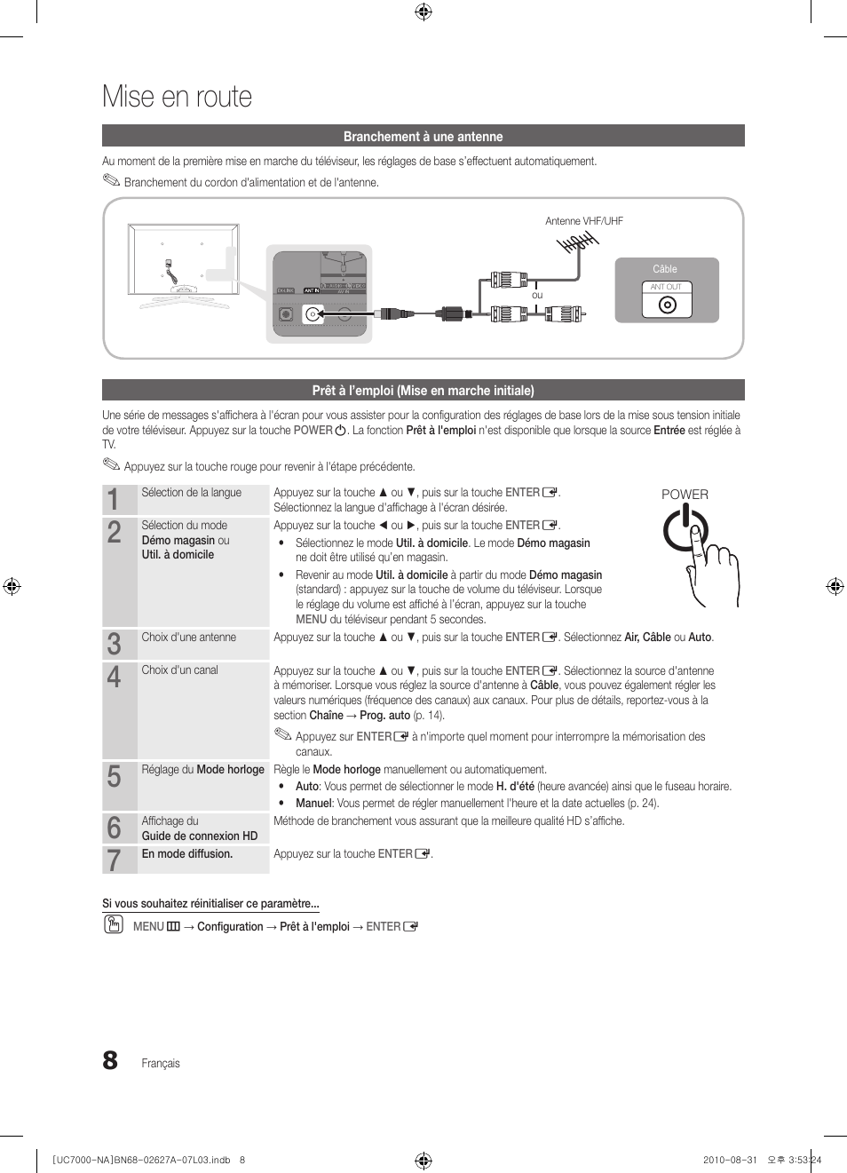 Mise en route, Info guide | Samsung UN46C7000WFXZA User Manual | Page 140 / 200