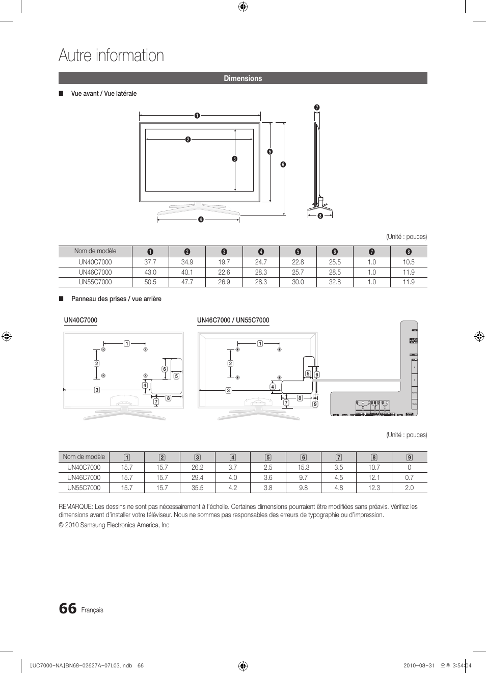 Autre information | Samsung UN46C7000WFXZA User Manual | Page 198 / 200