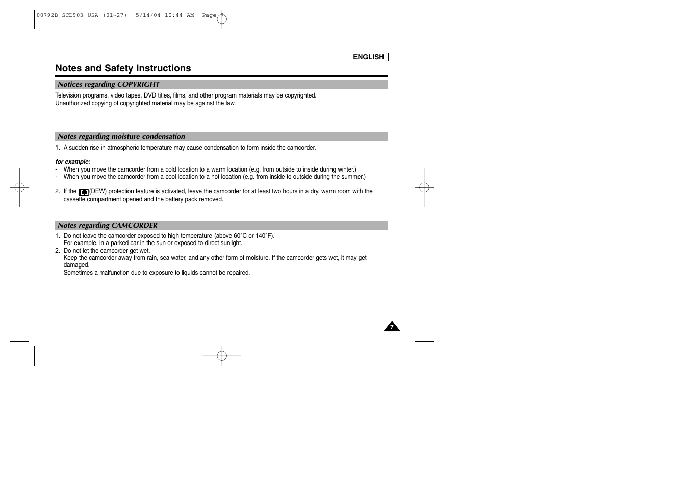 Samsung SC-D903-XAC User Manual | Page 11 / 114