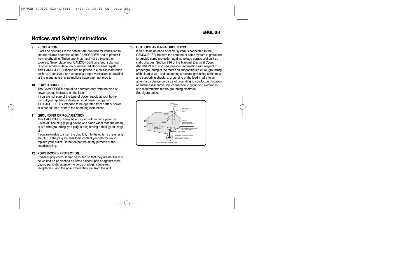 Notices and safety instructions | Samsung SC-D903-XAC User Manual | Page 3 / 114