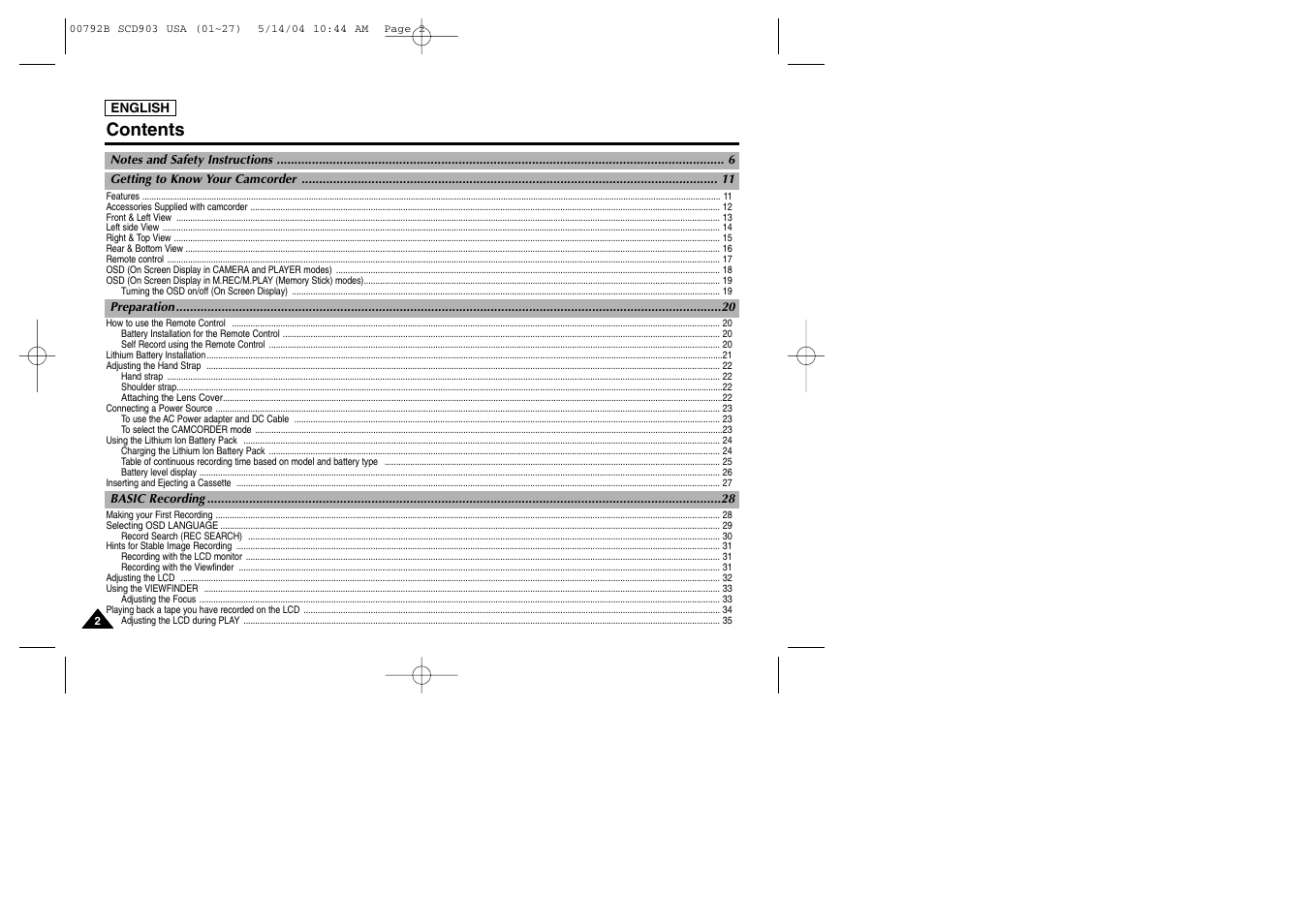 Samsung SC-D903-XAC User Manual | Page 6 / 114