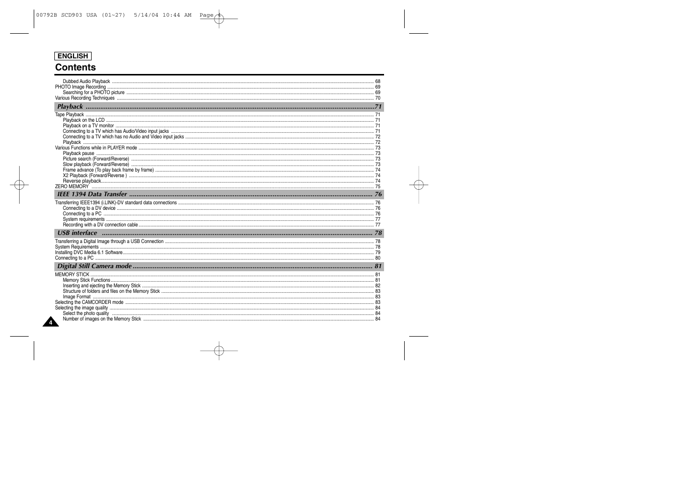 Samsung SC-D903-XAC User Manual | Page 8 / 114