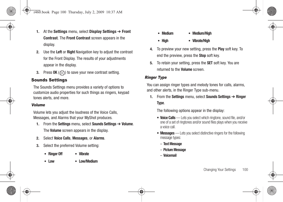 Sounds settings | Samsung SCH-R460NBAXAR User Manual | Page 103 / 148