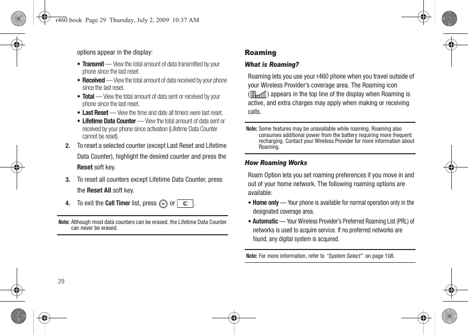 Roaming | Samsung SCH-R460NBAXAR User Manual | Page 32 / 148