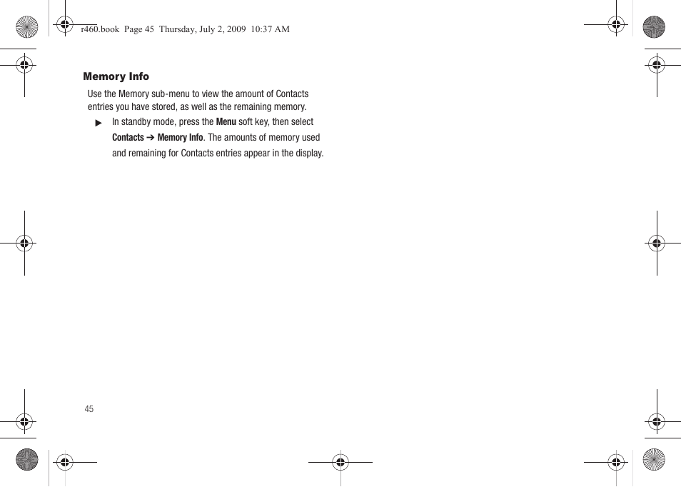 Memory info | Samsung SCH-R460NBAXAR User Manual | Page 48 / 148
