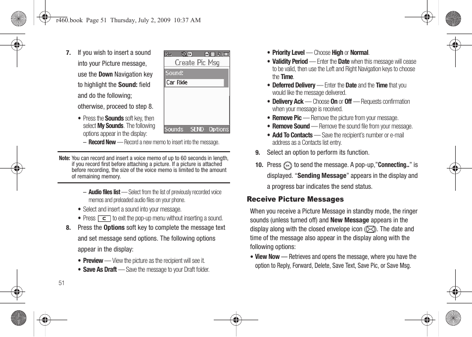 Receive picture messages | Samsung SCH-R460NBAXAR User Manual | Page 54 / 148