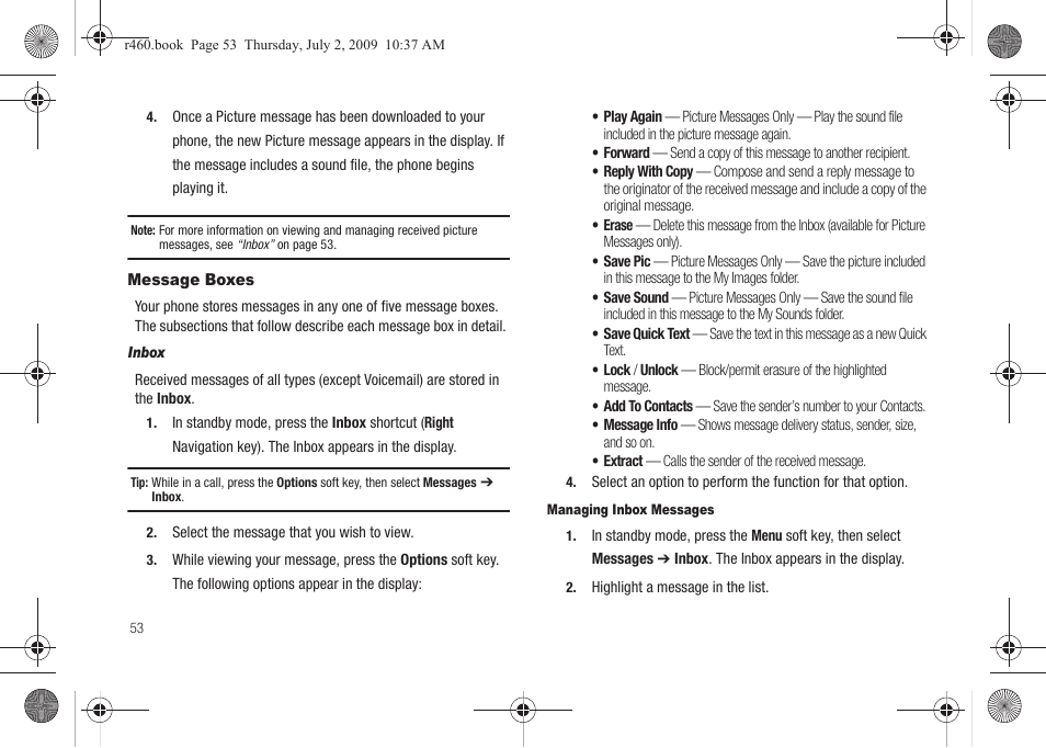 Message boxes | Samsung SCH-R460NBAXAR User Manual | Page 56 / 148