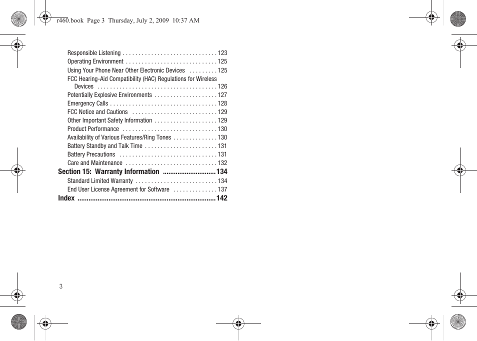 Section 15: warranty information 134 | Samsung SCH-R460NBAXAR User Manual | Page 6 / 148